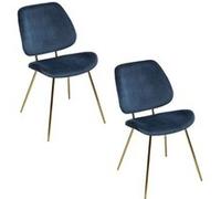 - Lot de 2 Chaises design velours et métal Slow - Bleu - Slow