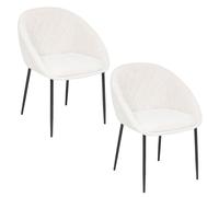 Toilinux - Lot de 2 chaises en tissu chenille SELISO - Beige