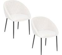 Toilinux - Lot de 2 chaises en tissu chenille SELISO - Beige