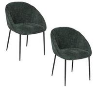 Toilinux - Lot de 2 chaises en tissu chenille SELISO - Vert Cèdre