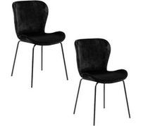 Toilinux - Lot de 2 chaises Léonce en velours et métal - Noir noir G