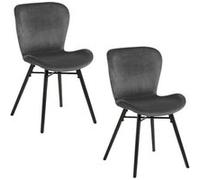 Toilinux - Lot de 2 chaises Lucie en velours et bois - Gris et noir gris G