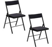 Toilinux - Lot de 2 chaises pliantes carrées en velours - Noir Noir G