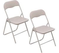 Toilinux - Lot de 2 chaises pliantes en PVC - Beige Beige G