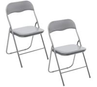 Toilinux - Lot de 2 Chaises pliantes en PVC - Gris Gris G