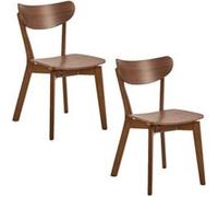 Toilinux - Lot de 2 chaises rétro en bois effet noyer SUZANNE - Marron - Suzanne