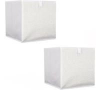 Toilinux - Lot de 2 cubes de rangement pliable bouclette - 30 x 30 cm - Beige Beige G