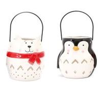 - Lot de 2 Décoration de Noël lanterne Xmas - Ours et pingouin - Xmas