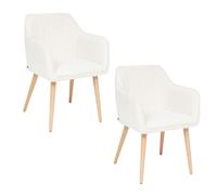 Toilinux - Lot de 2 fauteuils à dîner en bouclette VISOCA - Blanc