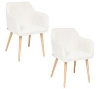 Toilinux - Lot de 2 fauteuils à dîner en bouclette VISOCA - Blanc - Visoca Blanc G