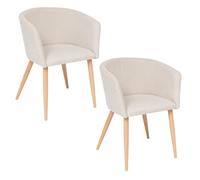 Toilinux - Lot de 2 fauteuils à diner en velours MARLO - Beige - Marlo G