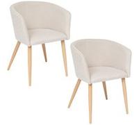 Toilinux - Lot de 2 fauteuils à diner en velours MARLO - Beige - Marlo G