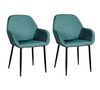 - Lot de 2 Fauteuils de table Giulia effet velours - Bleu canard - Giulia