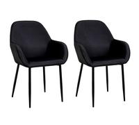 Toilinux - Lot de 2 Fauteuils de table Giulia effet velours - Noir - Giulia Noir