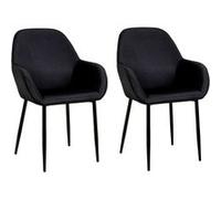 Toilinux - Lot de 2 Fauteuils de table Giulia effet velours - Noir - Giulia Noir