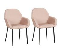 Toilinux - Lot de 2 Fauteuils de table Giulia effet velours - Rose - Giulia Rose G