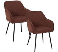 Toilinux.com Lot de 2 fauteuils en Tissu côtelé DRAMMEN - Terracotta