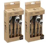 Toilinux - Lot de 2 Ménagères Deka en Acier inoxydable - 48 pièces - Argent