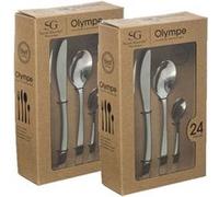 - Lot de 2 Ménagères Olympe en Acier Inoxydable - 48 Couverts - Argent - Olympe