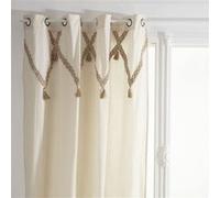 - Lot de 2 Rideaux Carmen à Pompons en jute - 140 cm x 260 cm - Beige - Carmen