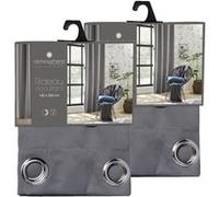 Toilinux - Lot de 2 Rideaux de salon occultants 8 œillets - 140 x 260 cm - Gris Gris G