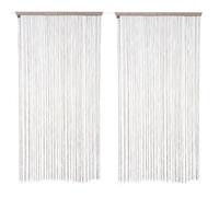 Toilinux - Lot de 2 rideaux fils décoratifs - 90 x 200 cm - Beige