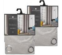 Toilinux - Lot de 2 Rideaux Lilou - 140 x 260 cm - Gris clair - Lilou Gris clair