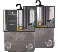 Toilinux - Lot de 2 Rideaux Lilou - 140 x 260 cm - Gris foncé - Lilou Gris foncé
