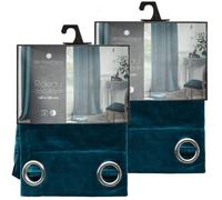 Toilinux - Lot de 2 Rideaux occultants en polyester effet velours - Bleu canard - 140 x 260 cm