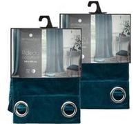 Toilinux - Lot de 2 Rideaux occultants en polyester effet velours - Bleu canard - 140 x 260 cm