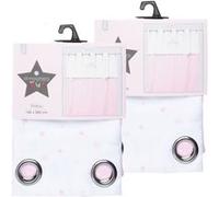 - Lot de 2 Rideaux Princesse pour enfant - Largeur 140 cm x Longueur 260 cm - Rose