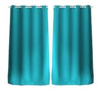 Toilinux - Lot de 2 Rideaux unis avec œillets - 140 x 240 cm - Turquoise - BASIC Turquoise G