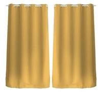 Toilinux - Lot de 2 Rideaux unis occultants avec œillets - 140 x 240 cm - Moutarde - REGLISSE Jaune G