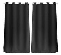 - Lot de 2 Rideaux unis occultants avec oillets - 140 x 240 cm - Noir