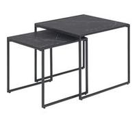 Toilinux - Lot de 2 Tables d'appoint carré encastrables en mélaminé et métal - L.50 cm x H. 45 cm - Noir - Félice Noir