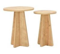 Toilinux - Lot de 2 tables d'appoint Valence en bois - Marron