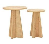 Toilinux - Lot de 2 tables d'appoint Valence en bois - Marron