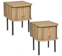 Toilinux - Lot de 2 Tables de chevet 2 portes Colva - Beige - Colva Beige G