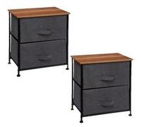 Toilinux - Lot de 2 Tables de chevet à 2 Tiroirs - H. 51 cm - Gris foncé Gris foncé G