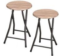 Toilinux - Lot de 2 Tabourets d'appoint pliables industriel Dock - Noir - Dock Noir G