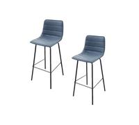 Toilinux - Lot de 2 Tabourets de bar design industriel Brooklyn - Bleu - Brooklyn
