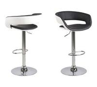 Toilinux - Lot de 2 Tabourets de bar effet cuir - Noir et blanc - Gracie