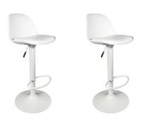Toilinux - Lot de 2 tabourets de bar ISAK - Blanc - Isak Blanc G