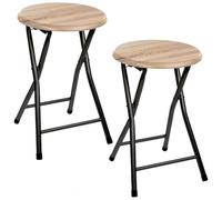 Toilinux - Lot de 2 Tabourets pliants en métal et MDF