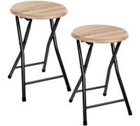Toilinux - Lot de 2 Tabourets pliants en métal et MDF G