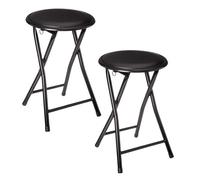 Toilinux - Lot de 2 Tabourets pliants en PVC - Noir