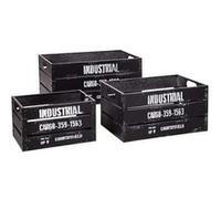 Toilinux - Lot de 3 cagettes de rangement encastrables en métal - Noir Noir G