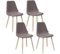 Toilinux - Lot de 4 - Chaise design scandinave Roka - Gris foncé Gris foncé G