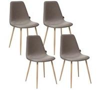 Toilinux - Lot de 4 - Chaise design scandinave Roka - Taupe Taupe G