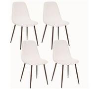 - Lot de 4 Chaises confortables en polyester effet bouclette et pieds en fer Roka - Blanc - Roka